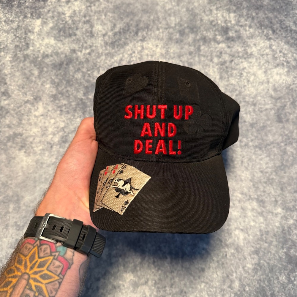 VTG 90s Big Dogs Shut Up and Deal Hat Poker Playing Cards Embroidered Strapback